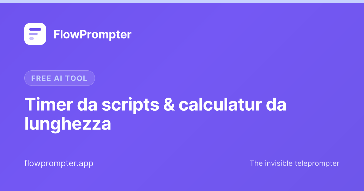 Timer da scripts da video & calculatur da lunghezza gratuit (WPM)